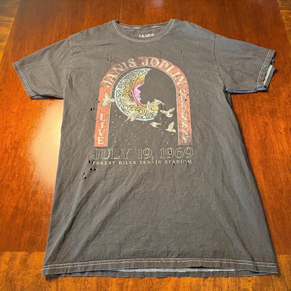 Janis Joplin Live July 19 1969 Forest Hills Distressed Band Tee Small